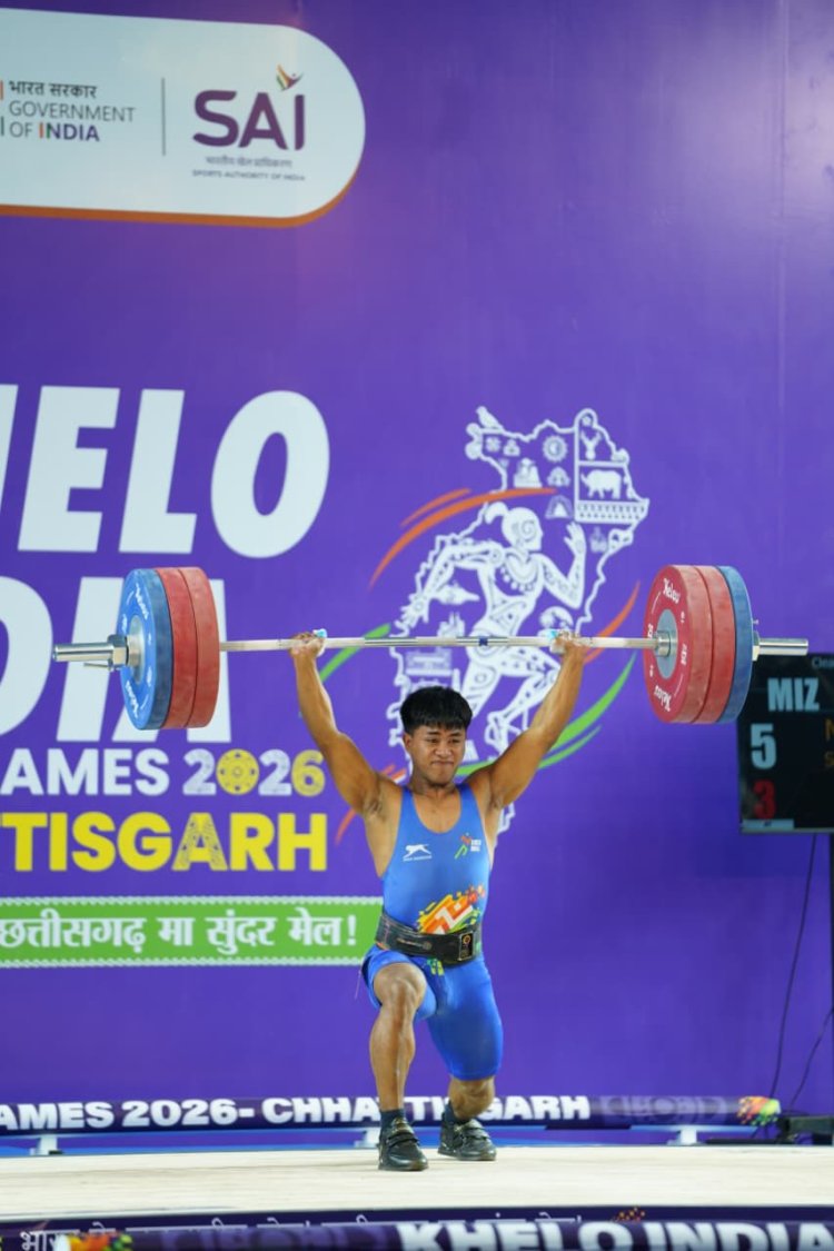 रायपुर में खेलो इंडिया का रोमांच : वेटलिफ्टिंग 71 किग्रा वर्ग में मिजोरम के सिल्वन बेह्रोथाटलो ने जीता स्वर्ण पदक