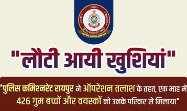 रायपुर के टॉप 3 थाने : ऑपरेशन तलाश से एक माह में 426 गुम बच्चों और वयस्कों को परिवार से मिलाया